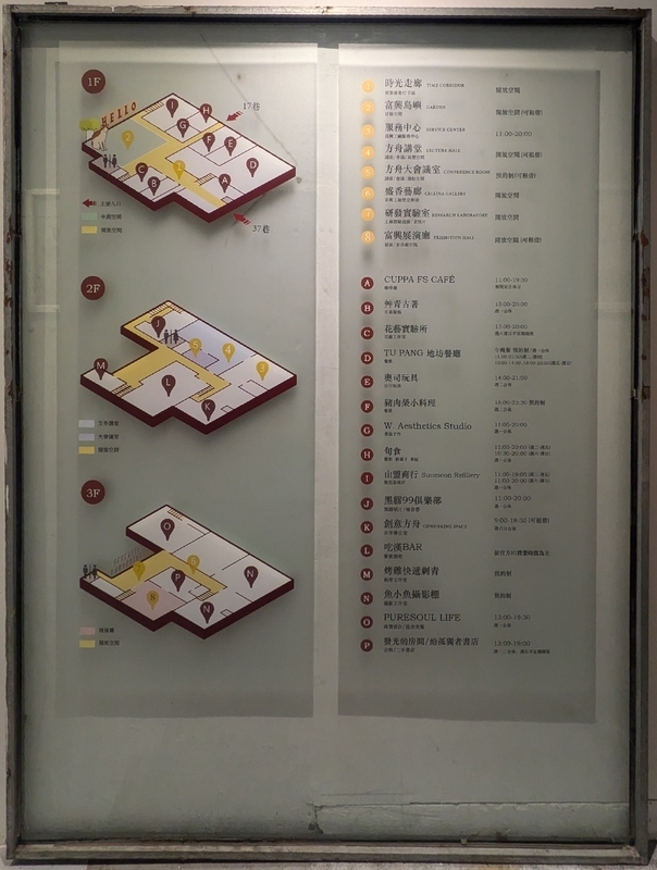 富興工廠1962の施設案内マップ。台湾台中の文化複合施設の全体構成がわかる