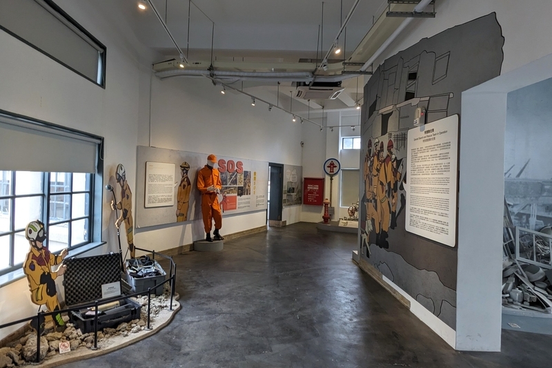 台南の消防の歴史展示 台南における消防の歴史を紹介する展示を撮影した写真。