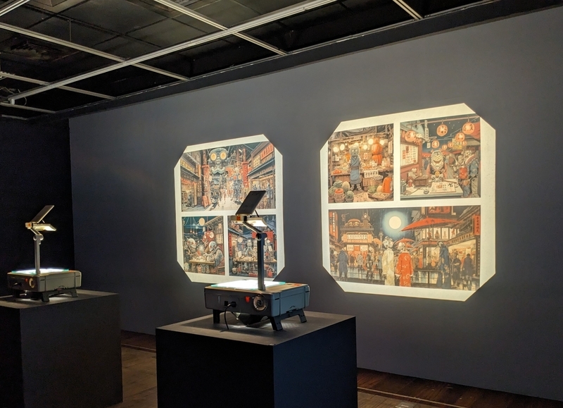 館内で開催されている現代アート展示の様子。