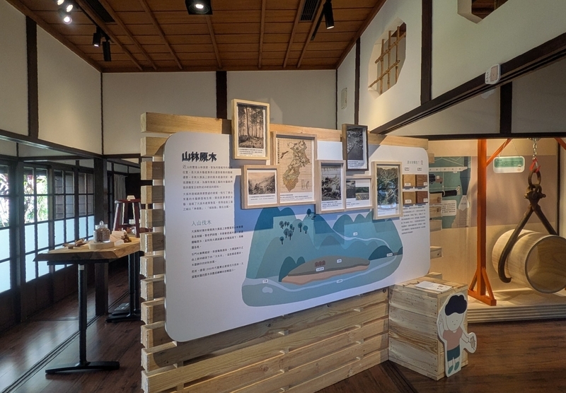 木工芸に関する展示空間で、地域の歴史も紹介されている様子。