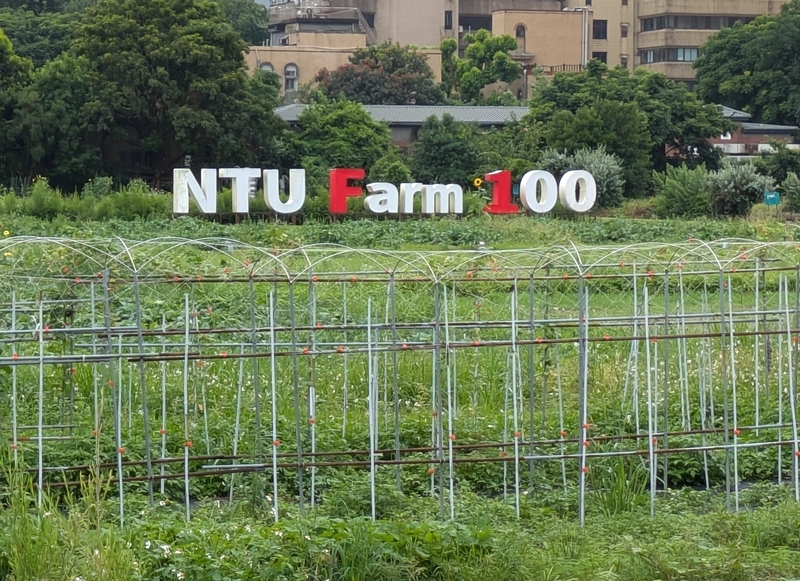 磯永吉小屋周辺の台湾大学農場に設置された100周年記念サイン。