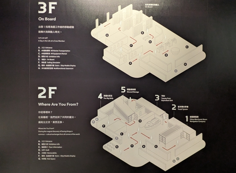 展示フロアマップ 海洋文化館の展示フロアを示す案内マップ